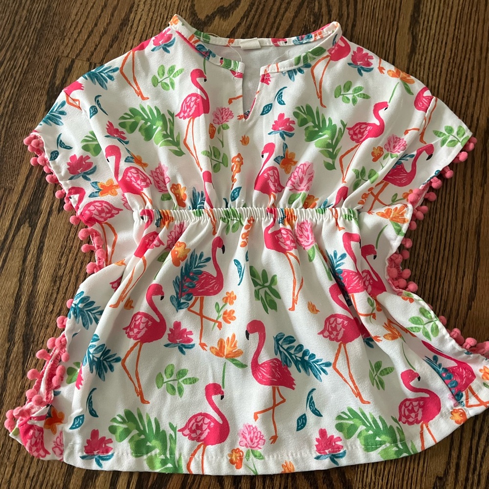 Flamingo poncho style coverup